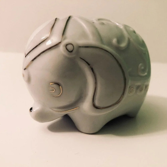 Ceramic Elephant Coin Bank Small 4  Inch Long Figurine - Picture 1 of 14